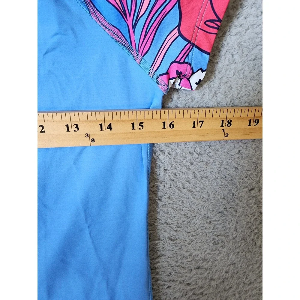 Vineyard Vines Rash Guard Girls L 14 Blue Floral Raglan Whale Logo Swim Shirt
